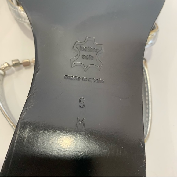 Sesto Meucci size 9 rhinestone sandals in stunning silver with unique heel - Picture 11 of 16